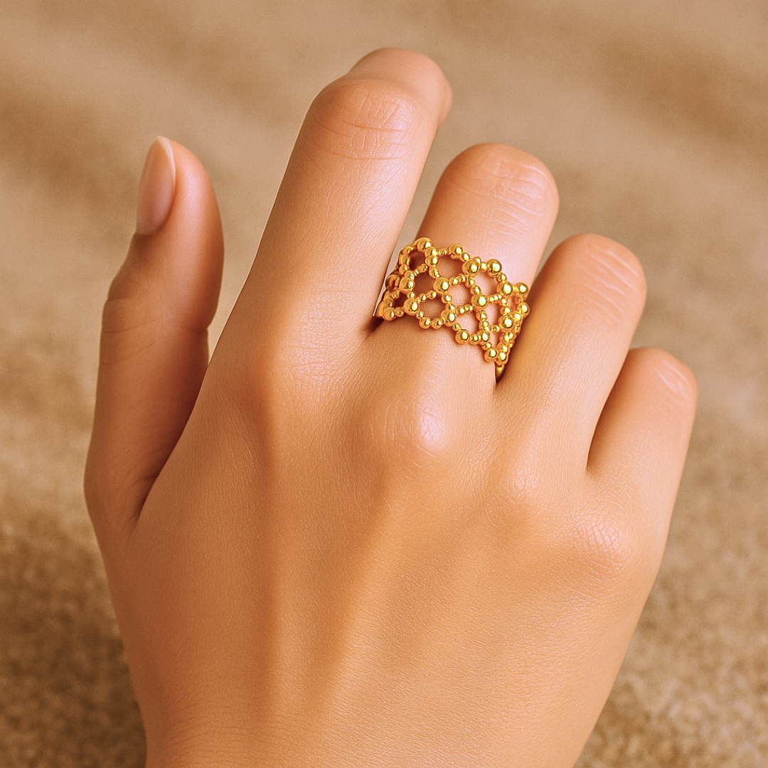 Bague ADONIS - Acier inoxydable plaqué or