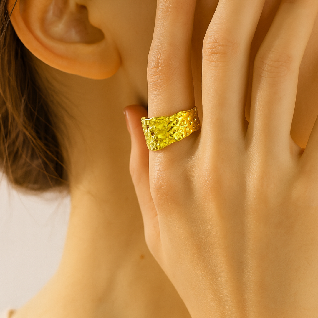Bague RUISSEAU - Acier inoxydable plaqué or