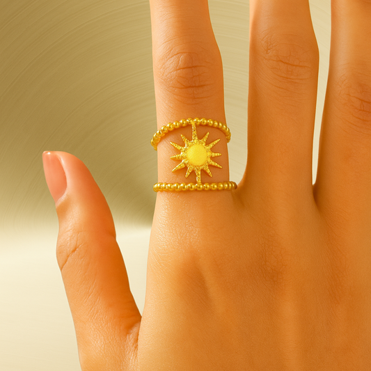 Bague SOLEIL - Acier inoxydable plaqué or