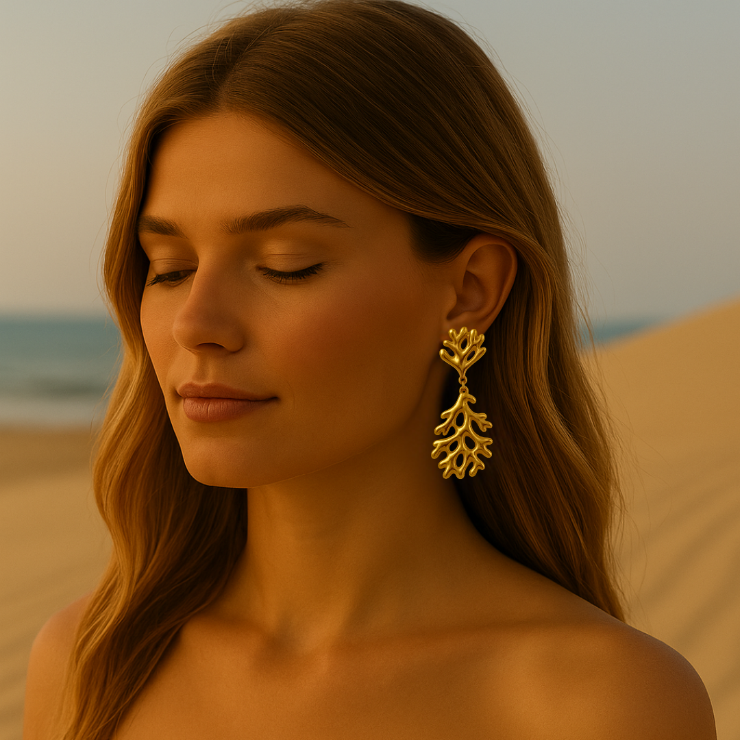 Boucles d'oreilles CORAIL - Acier inoxydable plaqué or