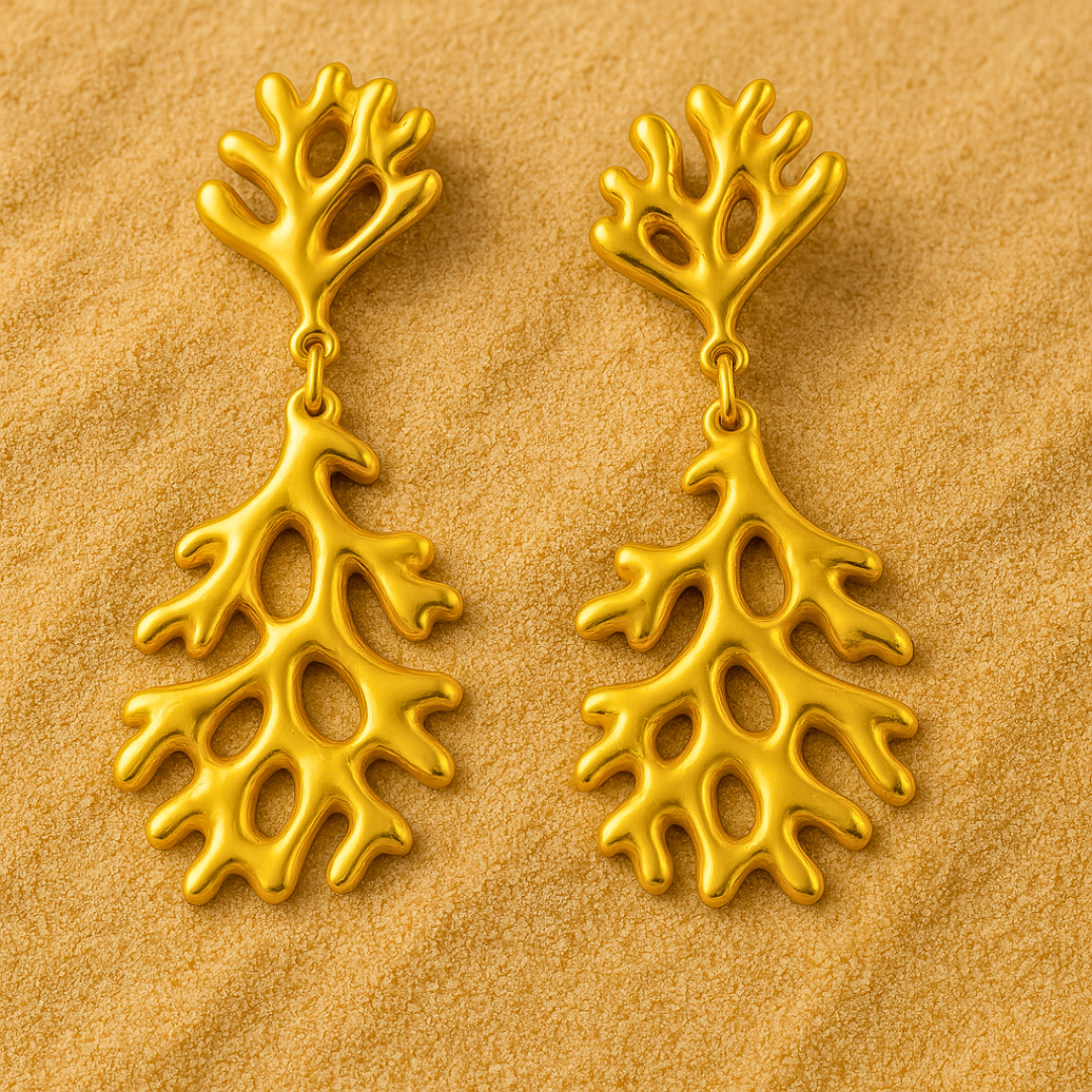Boucles d'oreilles CORAIL - Acier inoxydable plaqué or
