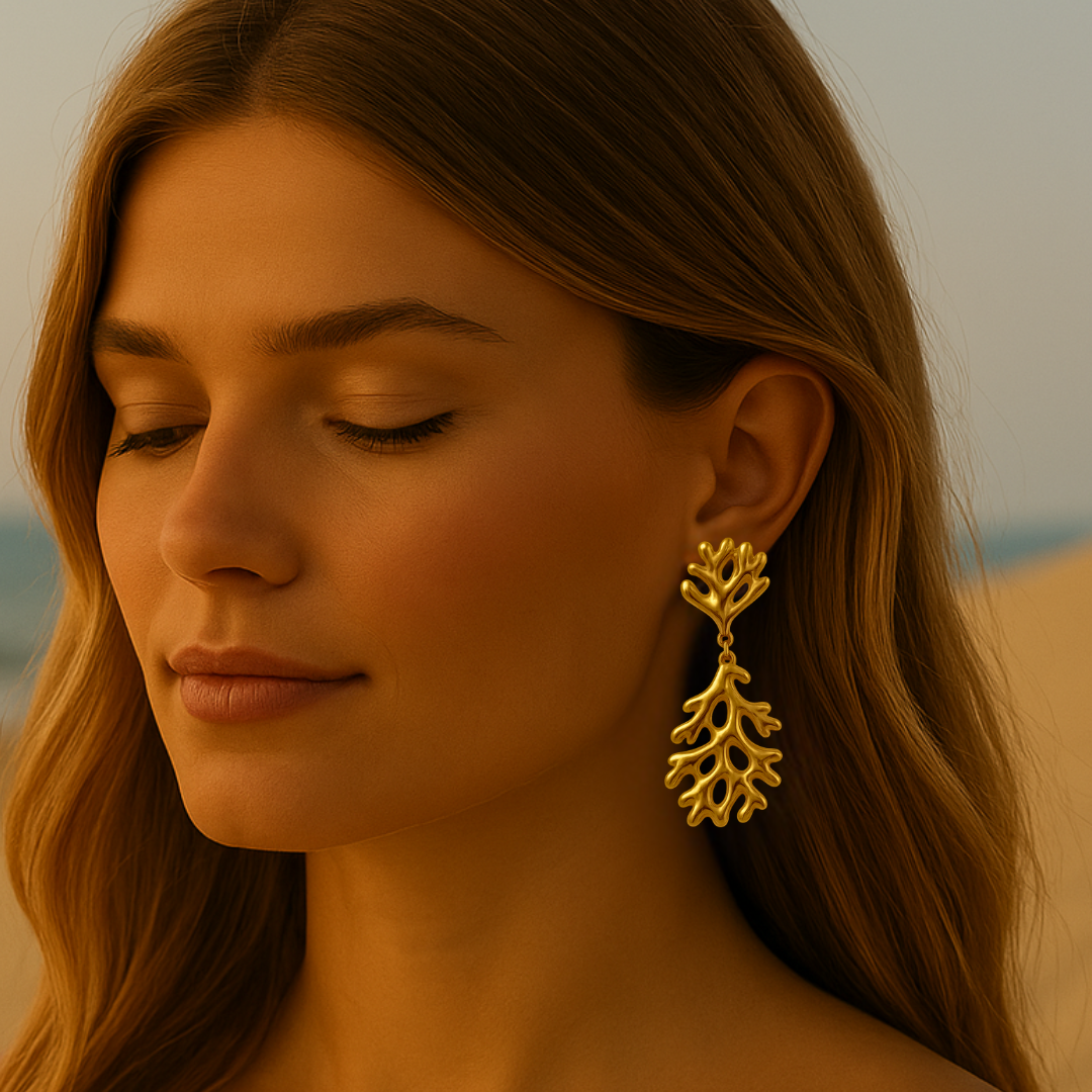 Boucles d'oreilles CORAIL - Acier inoxydable plaqué or