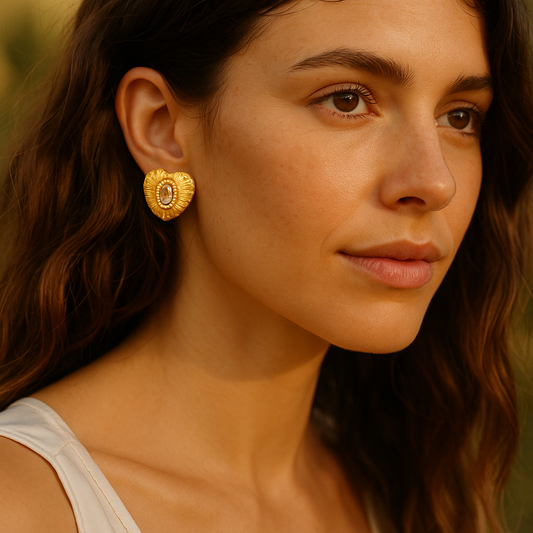 Boucles d'oreilles CANDIDE rose - Zircons naturels et acier inoxydable plaqué or