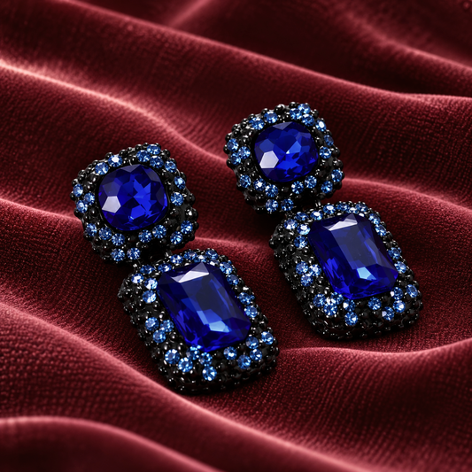 Boucles d'oreilles Bleu MERVEILLE - Voluptueuses et Somptueuses