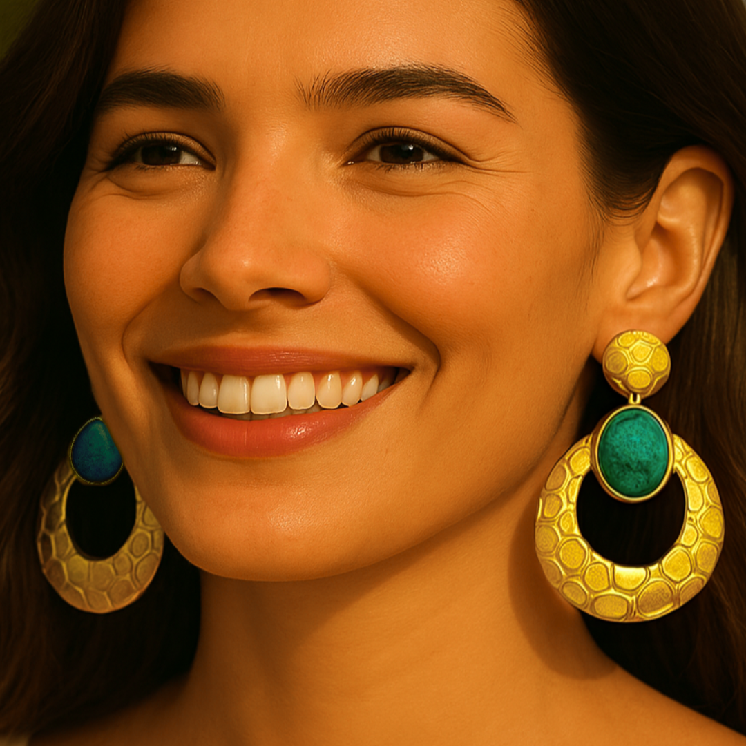 Boucles d'oreilles VOLUPTE bleu - Acier inoxydable plaqué or