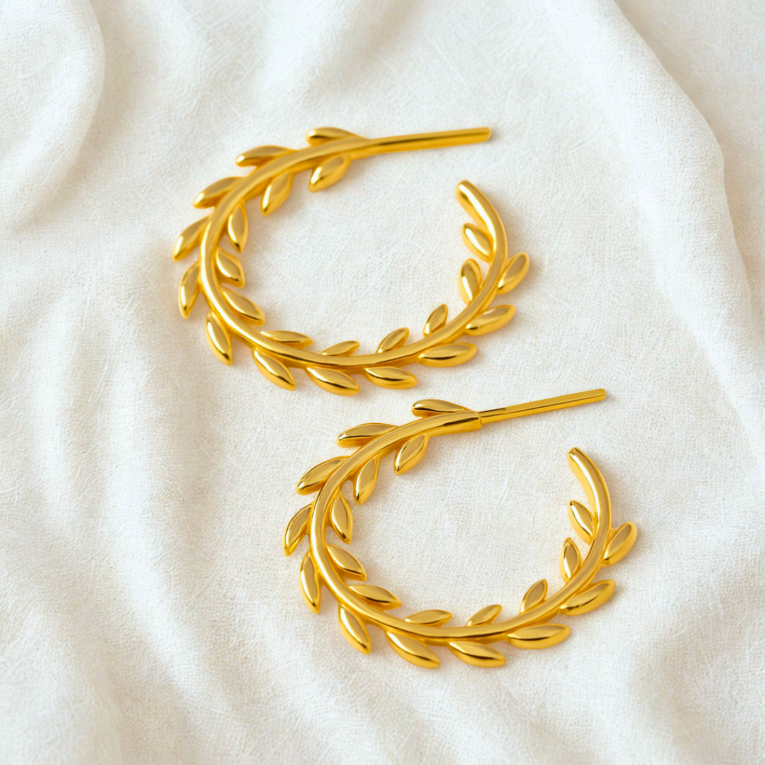 Boucles d'oreilles FEUILLAGE - Acier inoxydable plaqué or