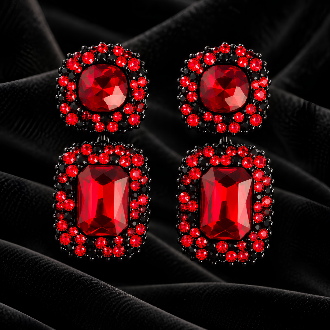 Boucles d'oreilles Rouge MERVEILLE - Voluptueuses et Somptueuses