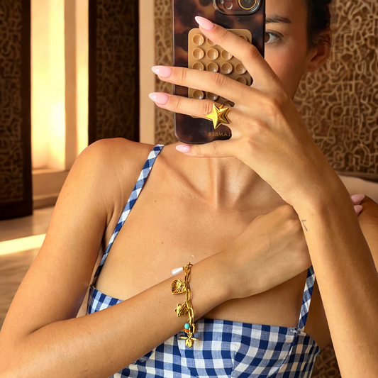 Bague ETOILE - Acier inoxydable plaqué or