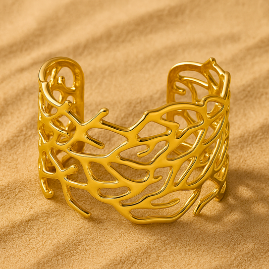 Bracelet Manchette CORAIL - Acier inoxydable plaqué or