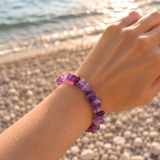 Bracelet OCEANE violet - Améthystes naturelles aux nuances profondes