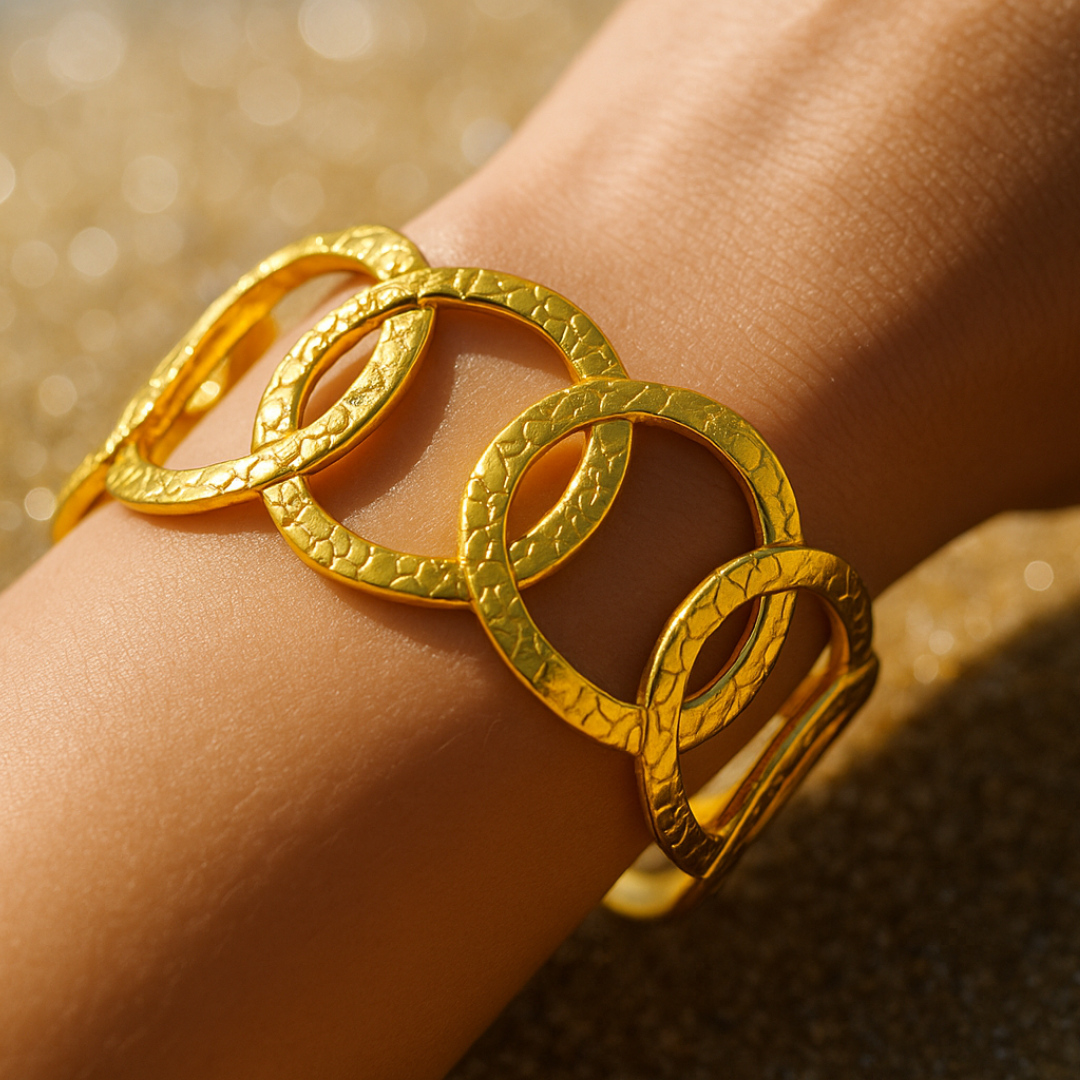 Bracelet Manchette VOLUPTE - Acier inoxydable plaqué or
