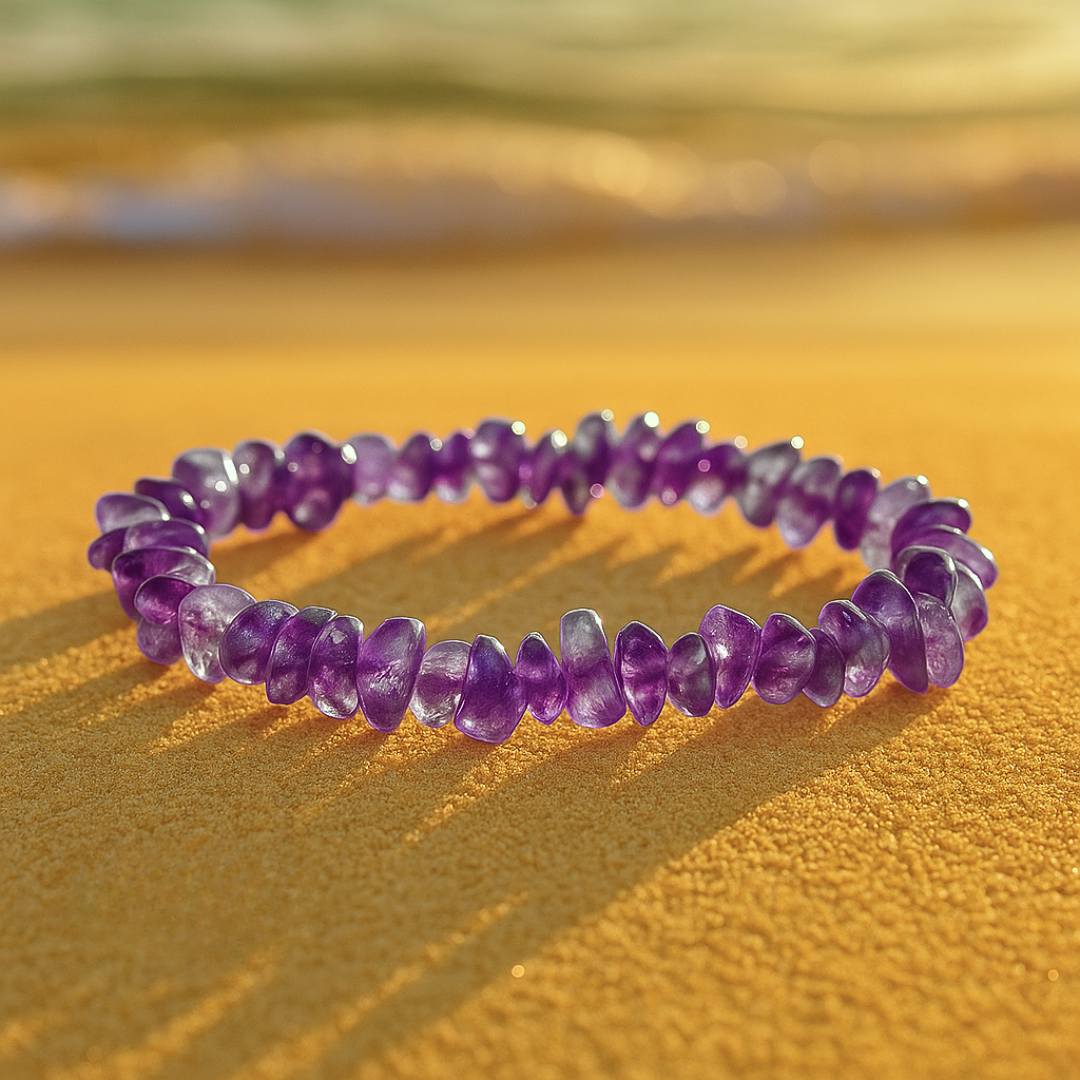 Bracelet OCEANE violet - Pierres améthystes naturelles