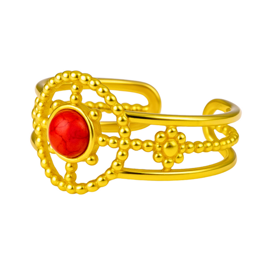 Bague CENTAURI - Acier inoxydable plaqué or et pierres précieuse naturelle