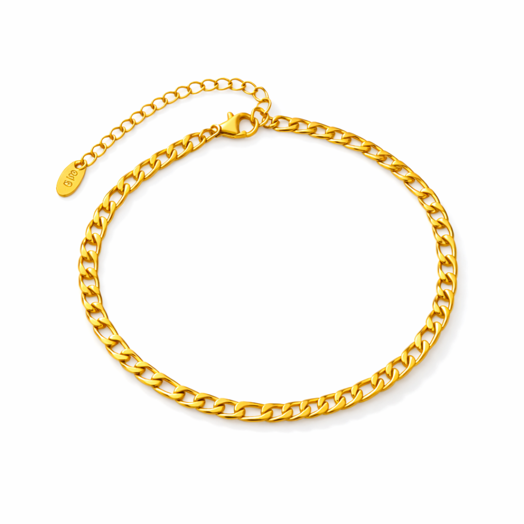 Chaine de cheville LUEUR - Fine chaine minimaliste dorée à l'or fin