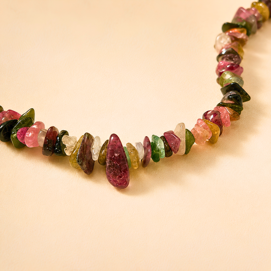 Collier CELESTINE - Tourmaline naturelle et acier inoxydable plaqué or