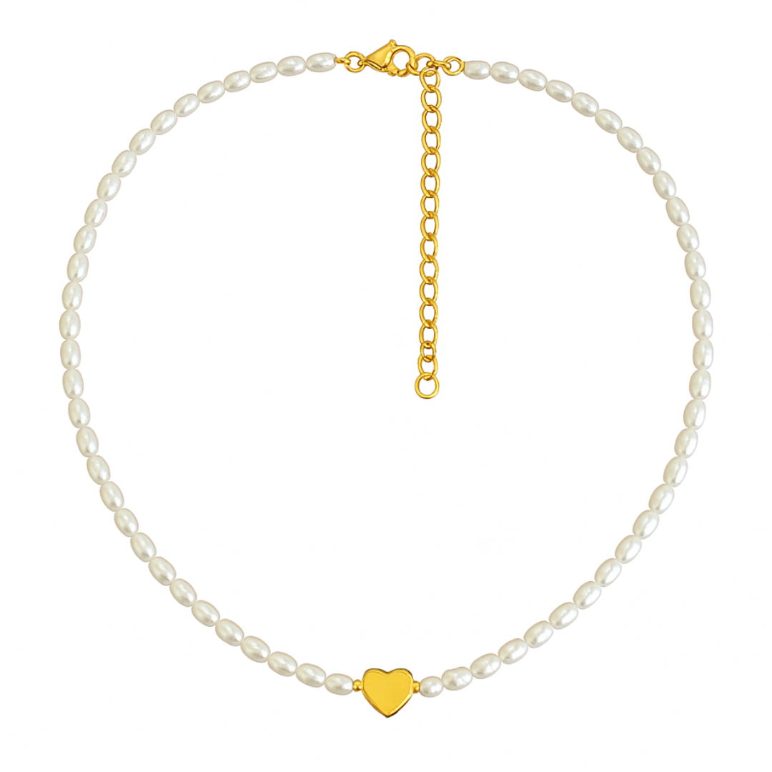 Collier KENZA - Perles d'eau douce naturelles et acier inoxydable plaqué or