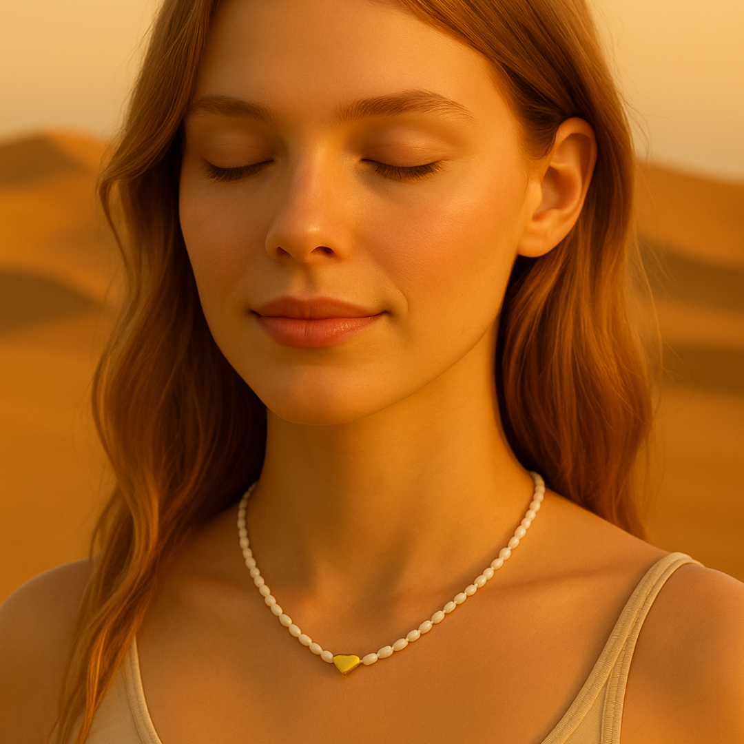 Collier KENZA - Perles d'eau douce naturelles et acier inoxydable plaqué or