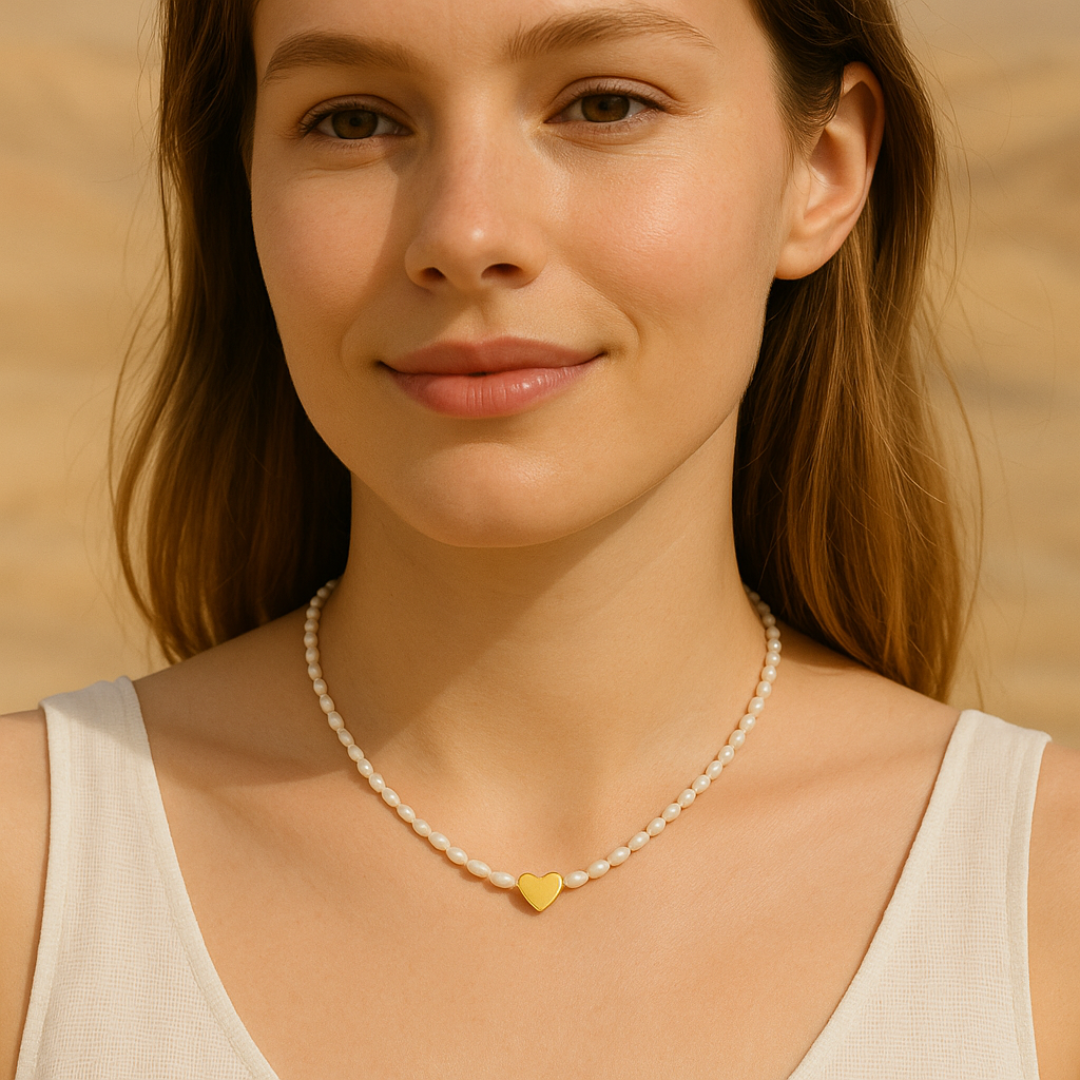 Collier KENZA - Perles d'eau douce naturelles et acier inoxydable plaqué or
