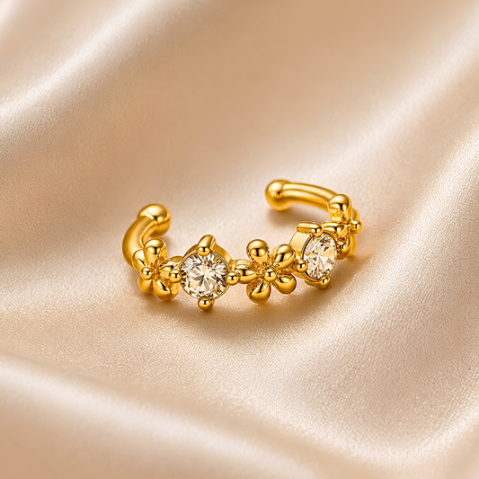 Boucle d'oreille APHRODITE - Laiton plaqué or et zircon naturel