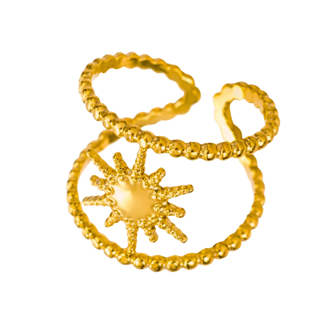 Bague SOLEIL - Bijou fin inoxydable plaqué or - Taille ajustable