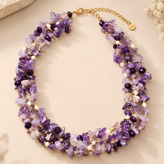 Collier VENUS Mauve - Parure Signature, Améthyste et Perle d’Eau Douce Naturelles
