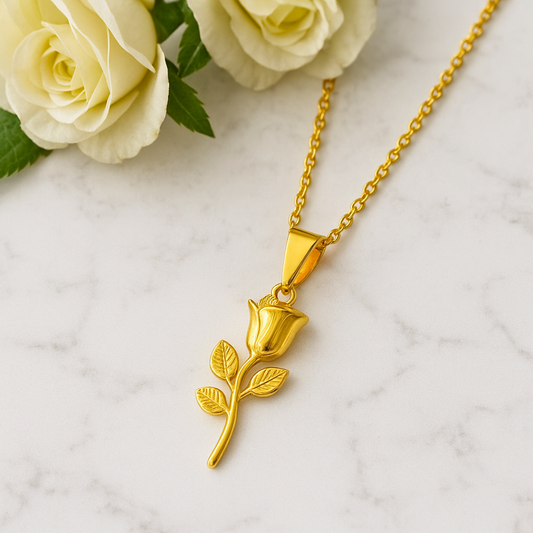 Collier ROSE - Acier inoxydable plaqué or