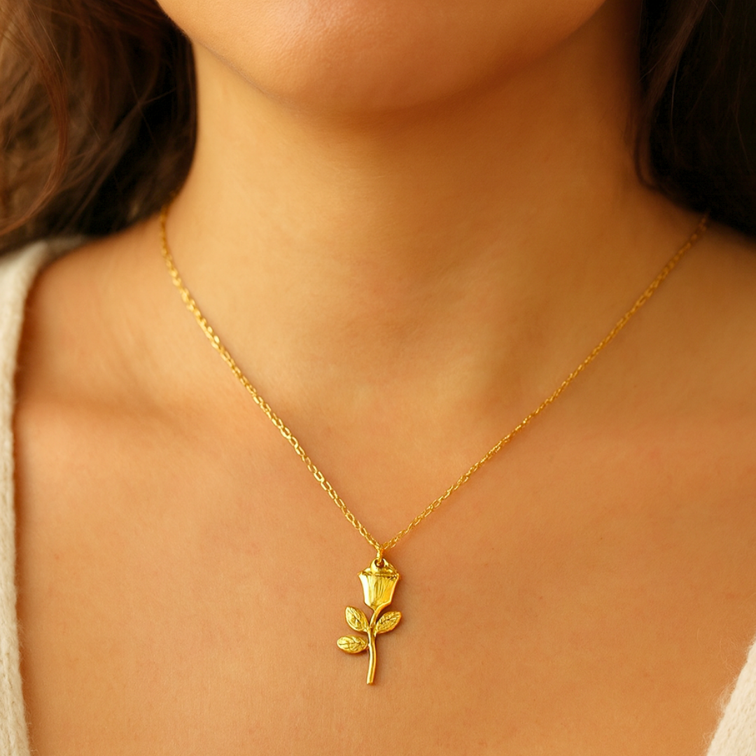 Collier ROSE - Acier inoxydable plaqué or