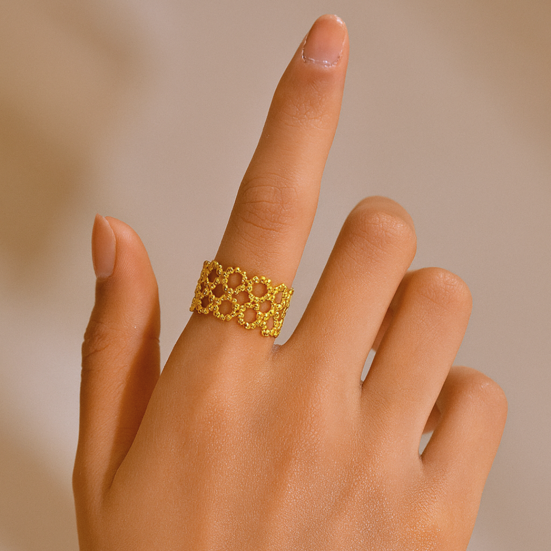 Bague ADONIS - Acier inoxydable plaqué or