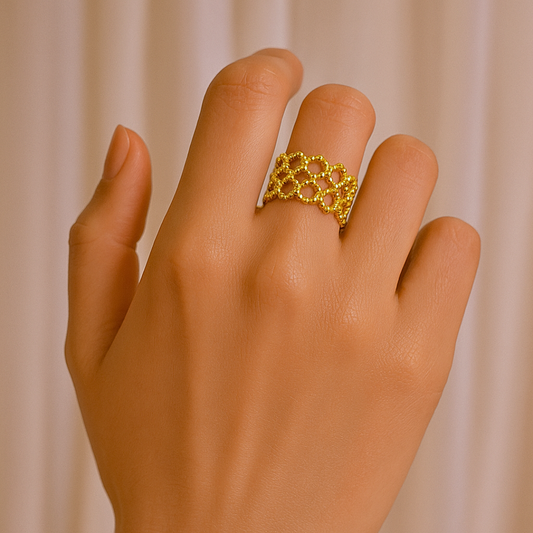 Bague ADONIS - Acier inoxydable plaqué or