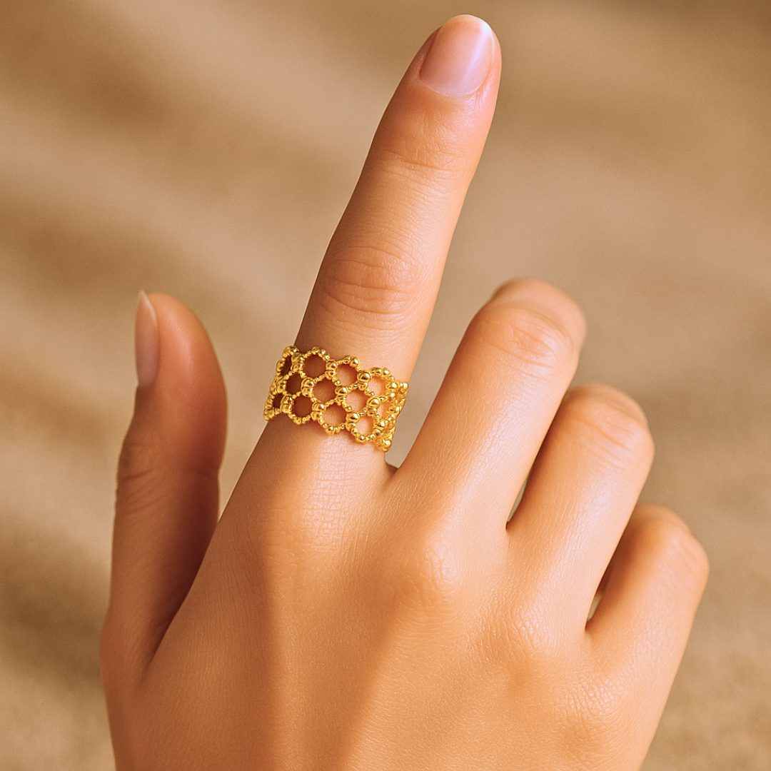 Bague ADONIS - Acier inoxydable plaqué or