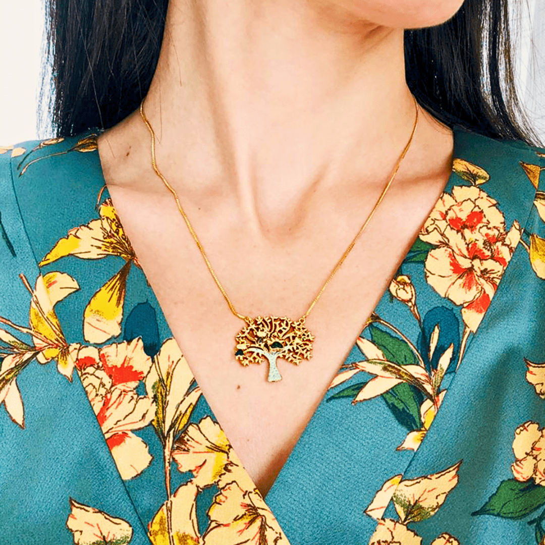 Collier EDEN - zircons naturels et cuivre plaqué or