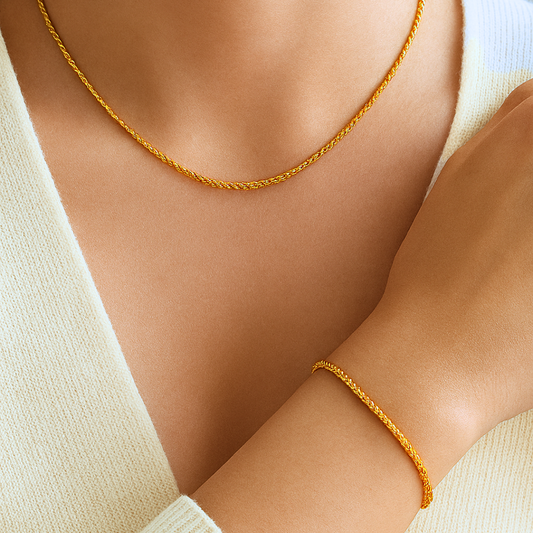 Ensemble ARIANE - Collier et bracelet minimalistes dorés à l'or