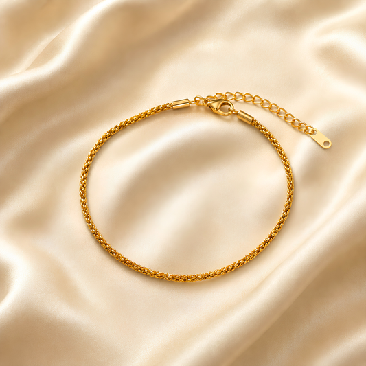 Bracelet ARIANE - Fine chaine délicatement torsadée inoxydable plaquée or