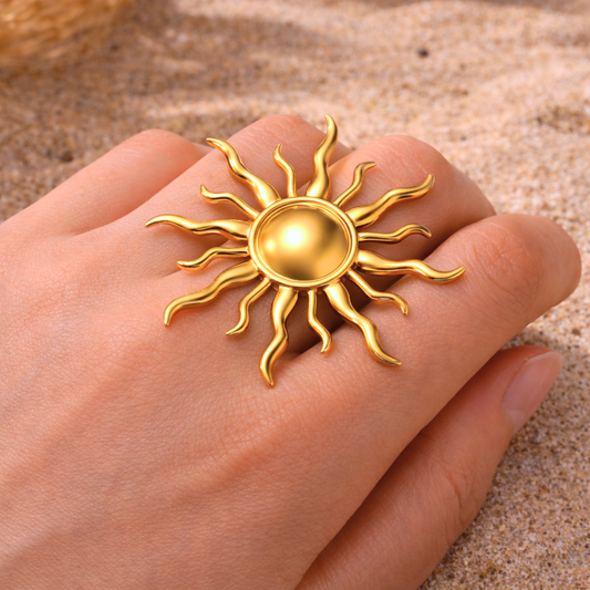 Bague ATLANTIDE - Bijou inoxydable plaqué or de taille ajustable