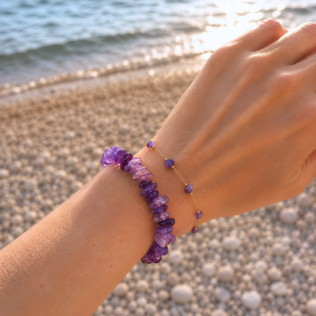 Duo de bracelets améthystes : Océane Violet et Pure Violine