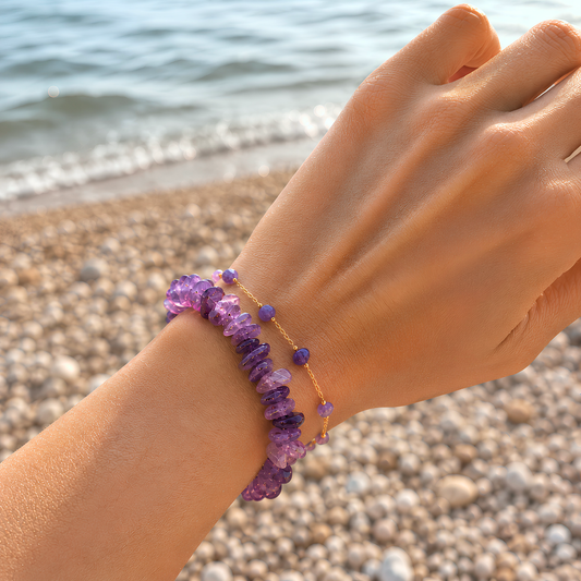 Duo de bracelets améthystes : Océane Violet et Pure Violine