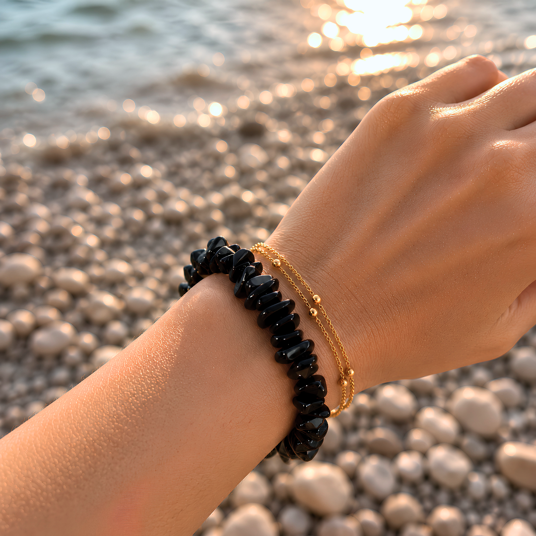 Duo de bracelets contrasté - Océane Noir et Flocon