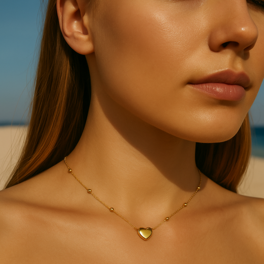 Collier AMOUR - Titane inoxydable plaqué or