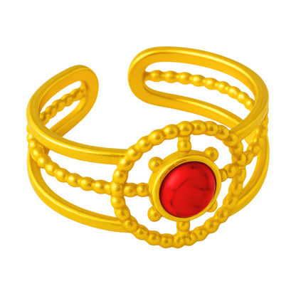 Bague CENTAURI - Acier inoxydable plaqué or et pierres précieuse naturelle