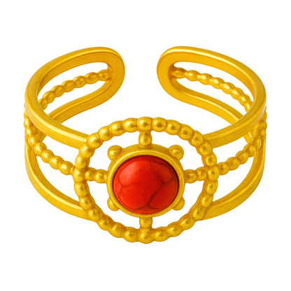 Bague CENTAURI - Acier inoxydable plaqué or et pierres précieuse naturelle