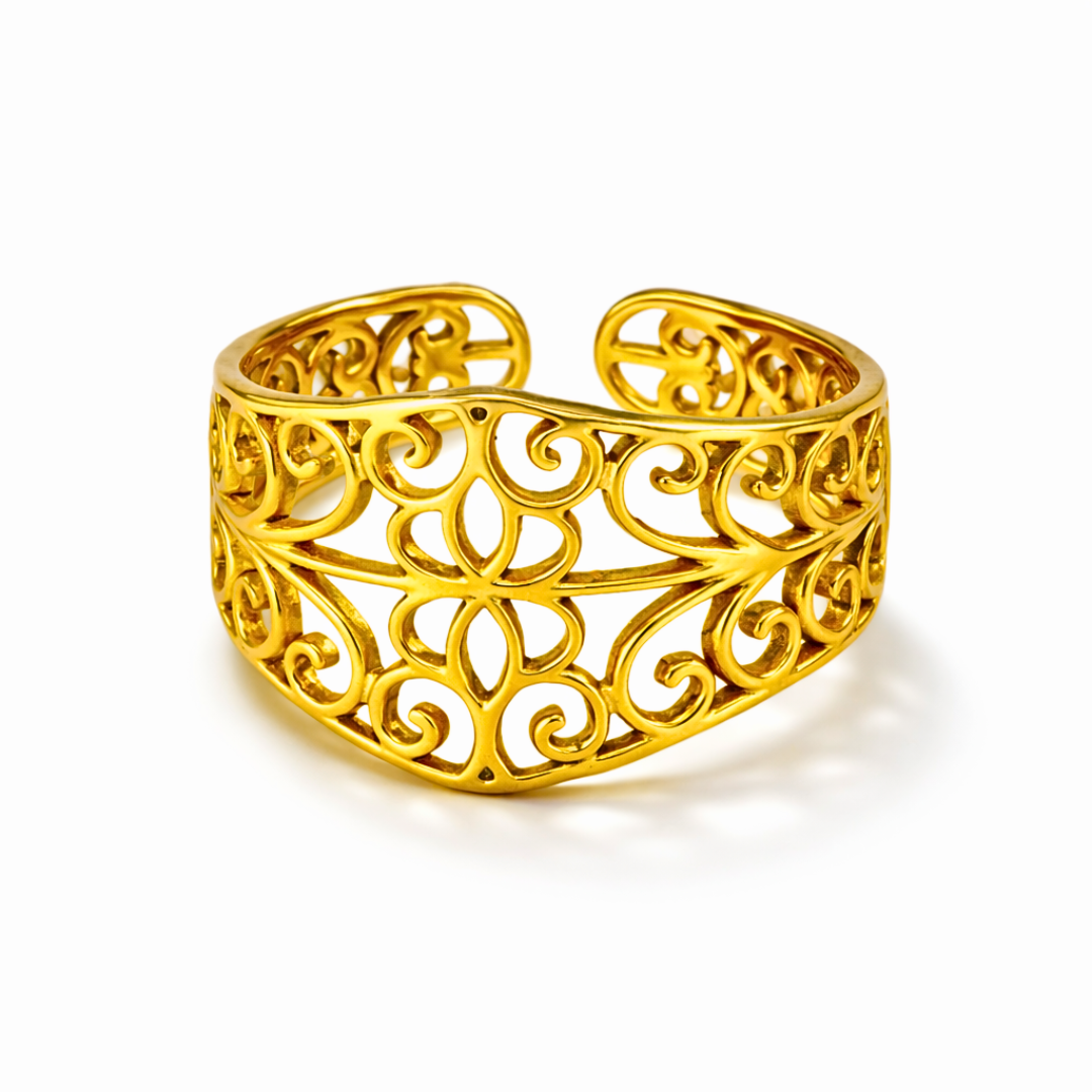 Bague EMMA - Bijou inoxydable plaqué or aux motifs ajourés