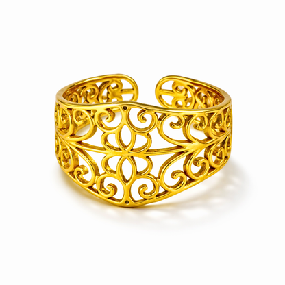 Bague EMMA - Bijou inoxydable plaqué or aux motifs ajourés