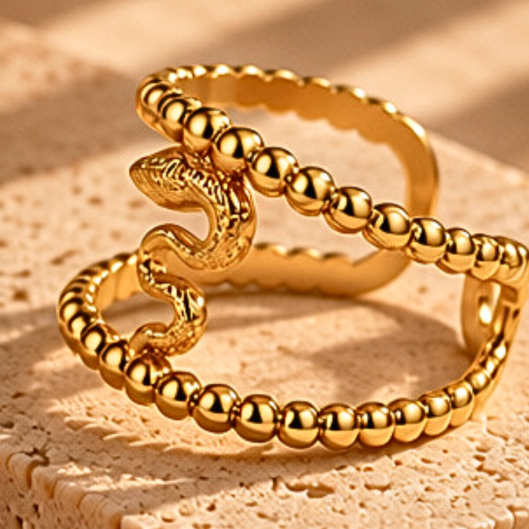 Bague PYTHON - Titane inoxydable plaqué or