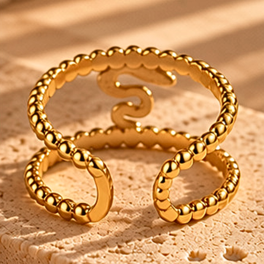 Bague PYTHON - Titane inoxydable plaqué or