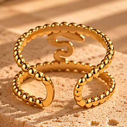 Bague PYTHON - Titane inoxydable plaqué or