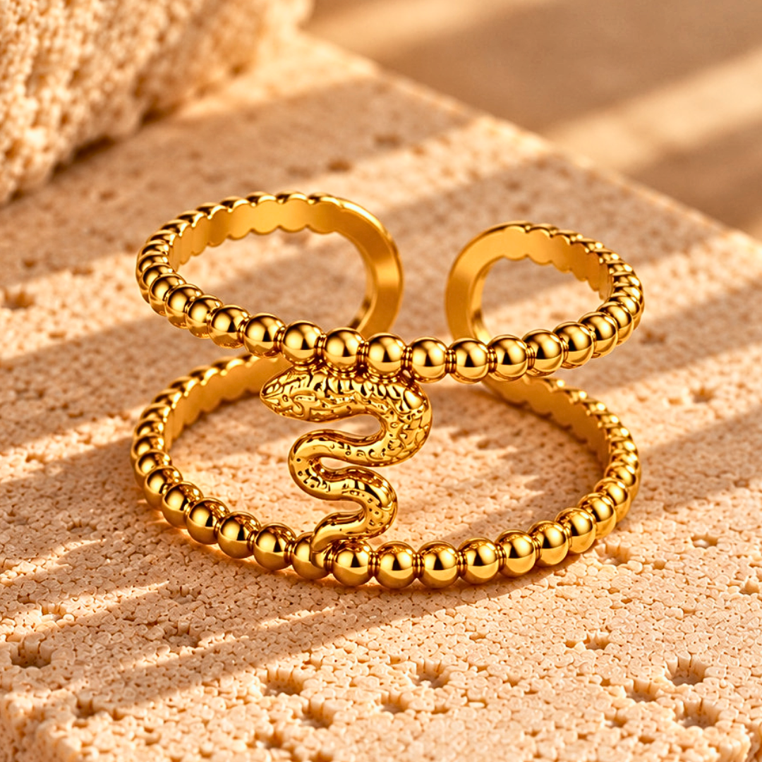 Bague PYTHON - Titane inoxydable plaqué or