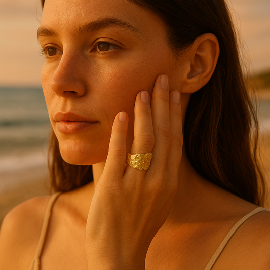 Bague RUISSEAU - Acier inoxydable plaqué or
