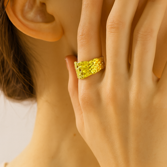Bague RUISSEAU - Acier inoxydable plaqué or