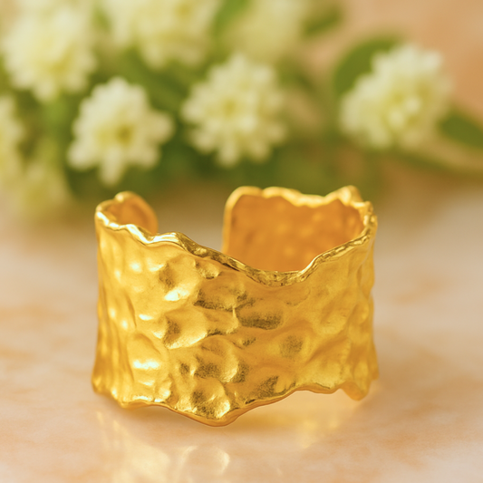 Bague RUISSEAU - Acier inoxydable plaqué or