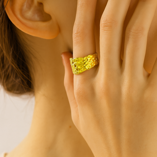 Bague RUISSEAU - Acier inoxydable plaqué or